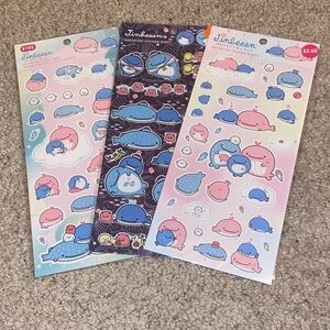 Daiso Jinbesan sticker bundle - 3 sheets brand new #Daiso #stickers #cute #whale
